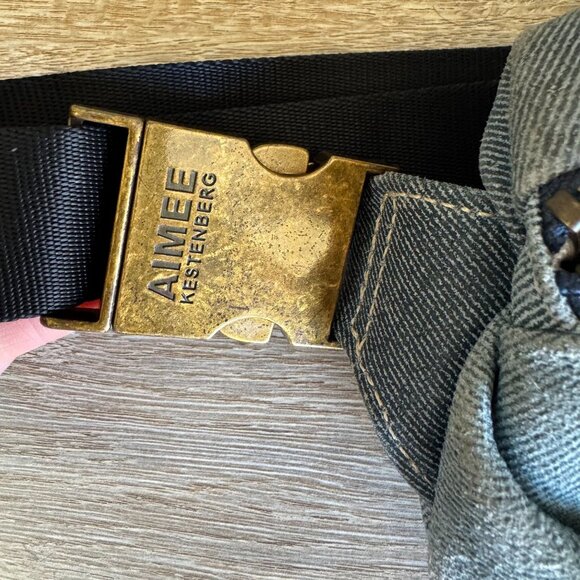 Aimee Kestenberg Milan Med Blue Denim Brass Tone Hardware Festival Bum Belt Bag - Picture 4 of 8